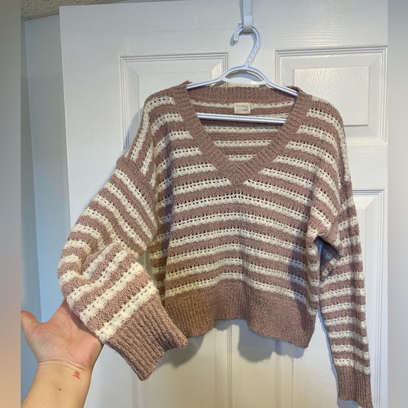 dreamers by debut Ash Pink Striped Knit Sweater Size M/L - Picture 3 of 9